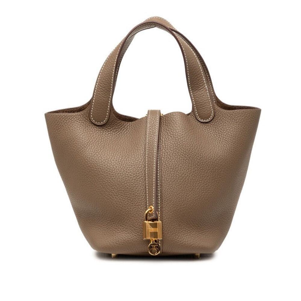 Hermes Taurillon Clemence Picotin Lock PM Handbag Brown